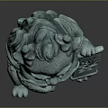 Traditional Green Lion Sculpture Carving With Fortune Plaque And Detailed Handcrafted Design