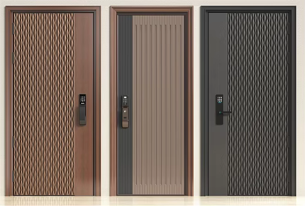 Modern security door entry door combination 3d model