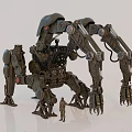 Giant Mechanical Robot With Multiple Arms And Complex Structure Beside Human Figure 3d model