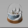 Cozy Small House Architecture Inside Snow Globe With Snowy Scene And Trees
