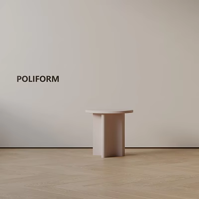 Modern Minimalist Poliform Side Table With Light Colored Design On Wooden Floor And Light Wall 3d model