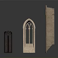 Three Different Gothic Arched Building Windows And Doorways With Stone Decorative Designs