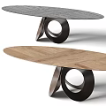 Modern Dining Table With Wooden Top And Unique Circular Metal Base Design