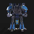 Futuristic Blue Intelligent Machine Featuring Yellow Accents And Mech Style Weapons Design