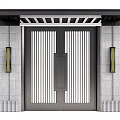 New Chinese Style Gate Courtyard Gate 3d model