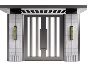 New Chinese Style Gate Courtyard Gate 3d model