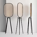 Modern Floor Lamps With Black Tripod Base And Mesh Translucent Shades