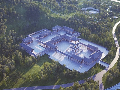 Aerial View of New Chinese Architecture model