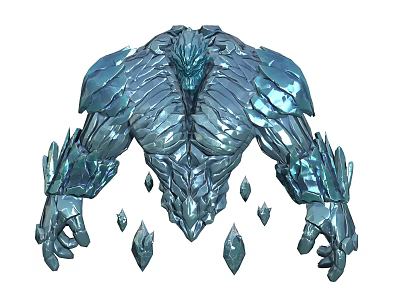 Crystal Armored Creature With Intricate Crystalline Body And Floating Shards In Mythical Form 3d model