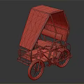 Vintage Tricycle With Green Canopy Blue Body Red Frame And Decorative Seat Details