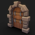 Stone Gate Gate Door Cartoon Door Prison Door Wooden Door 3d model