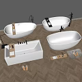 White Modern Bathtub Designs With Various Styles Faucets Trays And Bath Accessories