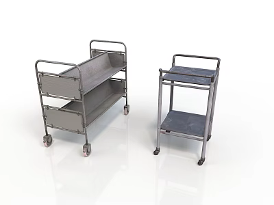 Metal Utility Carts With Multiple Shelves And Rolling Wheels For Storage Use 3d model