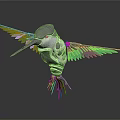 Artistic Mechanical Hummingbird Flying With Skull Elements And Bright Turquoise Wings 3d model