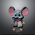 Cute Cartoon Mouse Character With Big Pink Ears Blue Eyes And Gray White Body