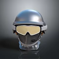 Tactical Military Weapon Helmet With Silver Armor And Golden Lens Goggles