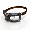 Tactical Goggles With Metallic Frame Clear Lens And Brown Leather Strap 3d model