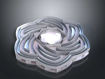 Modern Flower Shaped Decorative Household Lamp With Spiral Layered Design And Central Light 3d model