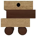 Modern Layered Side Table Featuring Light and Dark Wood Tones Round Legs and Drawer Knob