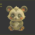 Cute Cartoon Panda 3D Model Game Movie Character With Red Cheeks And Paws