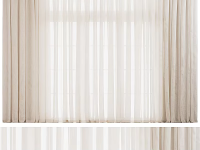 Elegant Beige Curtains With Sheer Fabric Allowing Natural Light Through Window 3d model