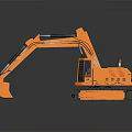 Orange Excavator With Tracks Bucket Cab And Construction Vehicle Design