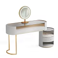 Modern Dressing Table With Round Mirror Open Drawer And Storage Compartments 3d model