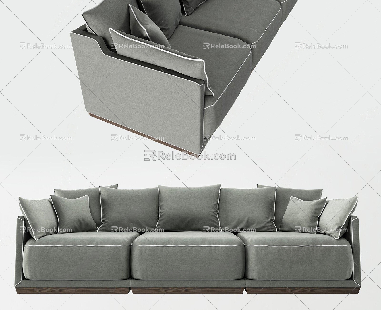 Nordic fabric three sofa 3d model download 2014VR1 3d model