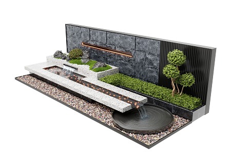 modern landscape wall 3d model