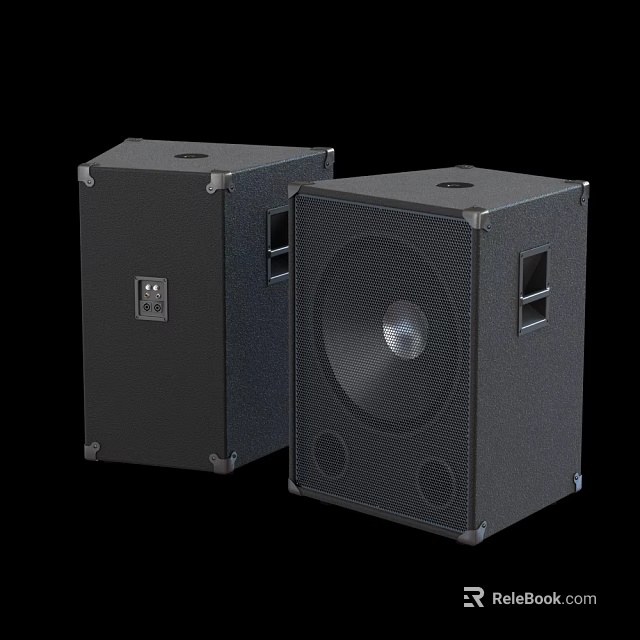 High Quality Black Audio Speakers With Mesh Front Panel For Music Playback 3d model 