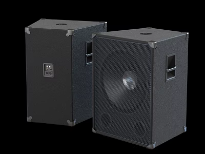 High Quality Black Audio Speakers With Mesh Front Panel For Music Playback 3d model