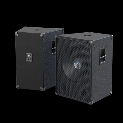 High Quality Black Audio Speakers With Mesh Front Panel For Music Playback 3d model
