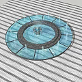 Circular Outdoor Fountain Design With Water Jets And Stone Base Structure 3d model