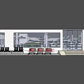 Modern Supermarket Shopping Space With Organized Shelves Checkout Counters And Product Displays