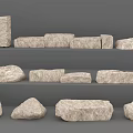 Various Shapes And Sizes Of Stones Arranged In Three Layers On Gray Background