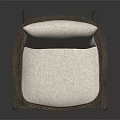 Modern Minimalist Wooden Frame Chair With Slatted Backrest Light Fabric Cushion And Curved Armrests Design