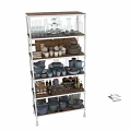 Organized Display Shelves With Glassware Ceramic Bowls And Bottles For Retail Exhibition