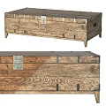 Vintage Distressed Solid Wood Dining Table With Retro Metal Hardware And Spacious Hidden Storage Space