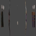 Bow and arrow and quiver 3d model