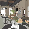 Modern Cafe Tables and Chairs Cafe Decoration Cafe Rest Area 3d model