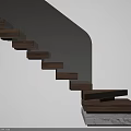 Modern Minimalist Floating Walnut Staircase With Marble Base And Sleek Design 3d model