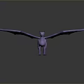 Purple Dragon Character With Large Wings In Standing Pose 3D Rendering