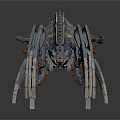 Futuristic Mechanical Spider With Sharp Metal Claws Yellow Accents And Orange Flame Effects