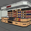 Modern Reception Desk in Alcohol Tobacco Service Area with Shelves and Products