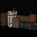 Various Styles And Colors Of Luggage Stacked And Arranged Together On