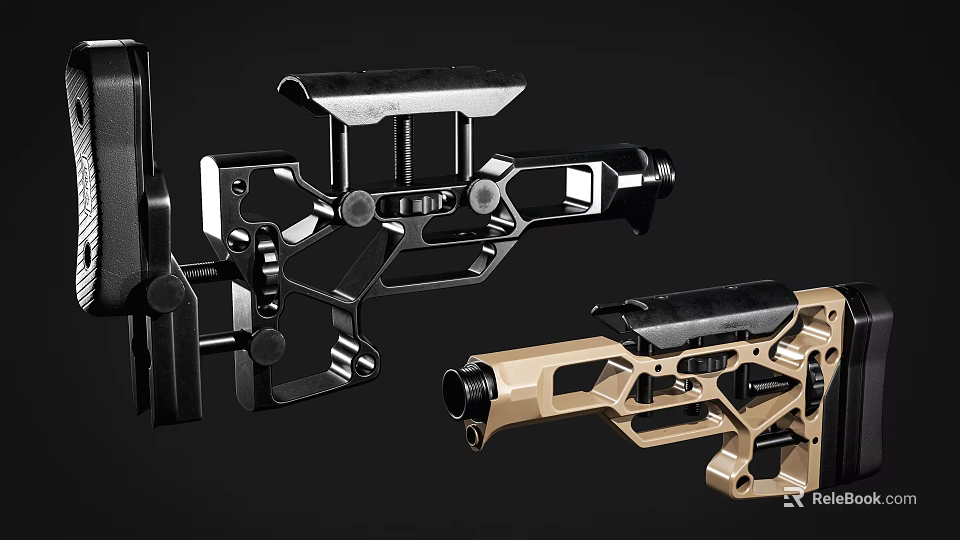 Modern Tactical Rifles Two Different Colors Black And Tan With Rail System And Grip Design 3d model 