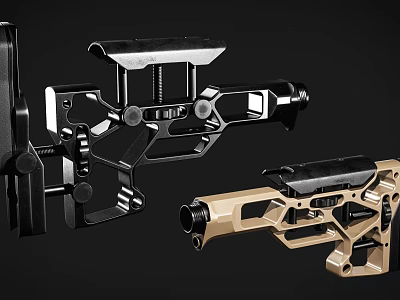 Modern Tactical Rifles Two Different Colors Black And Tan With Rail System And Grip Design 3d model