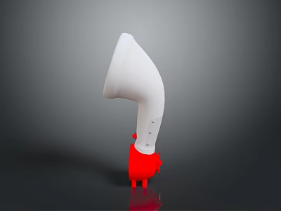 Modern Lighting Combination With White Curved Shade And Red Base Design 3d model