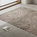 Square Carpet With Black And White Wave Pattern On Indoor Floor With Open Book 3d model