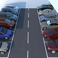 Covered Parking Lot with Well Arranged Cars Under Blue Sky and White Clouds